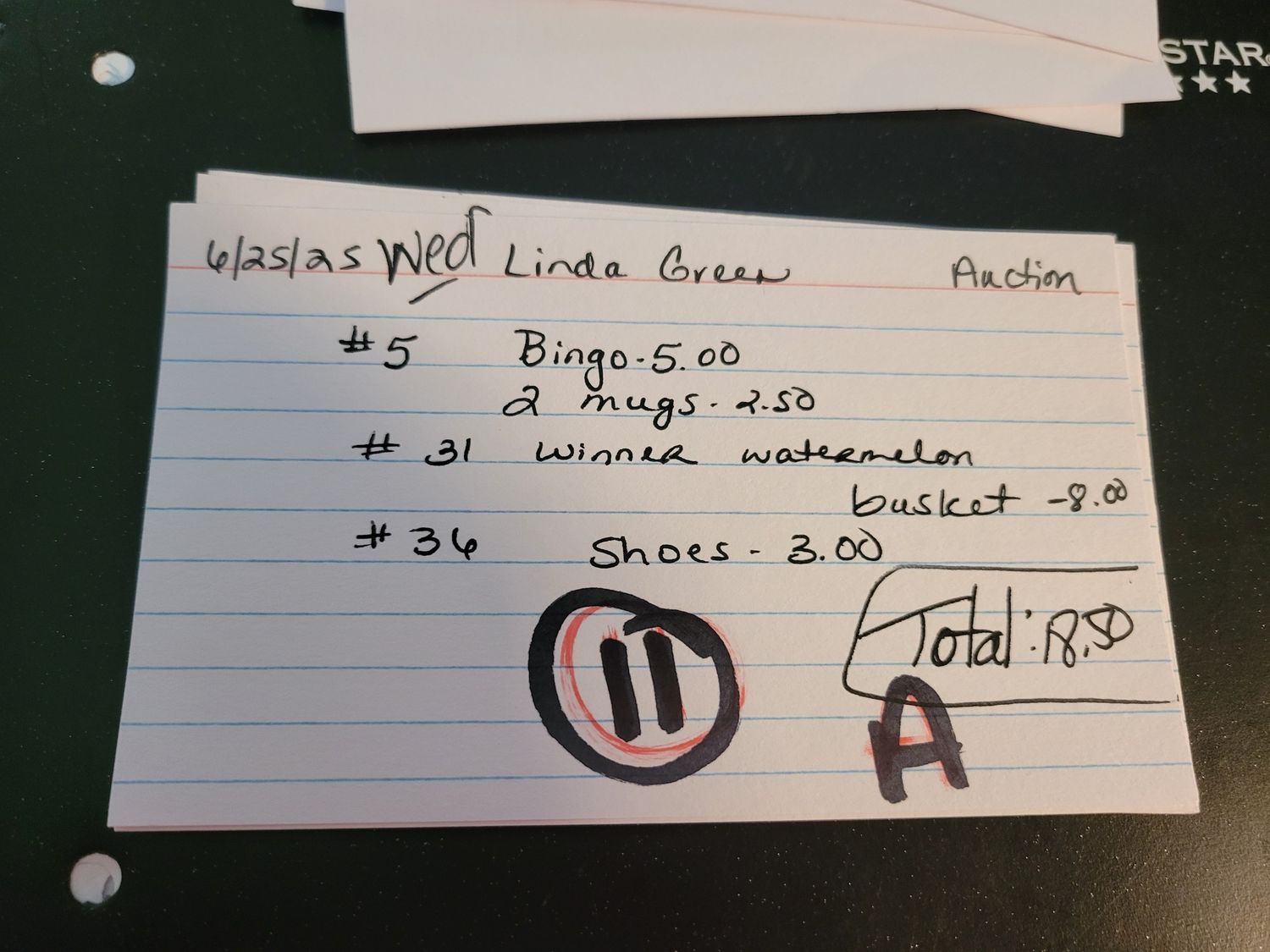 Linda green auction 6/25/25