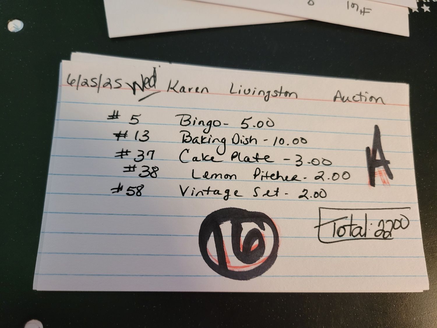 Karen livingston 6/25/25 auction