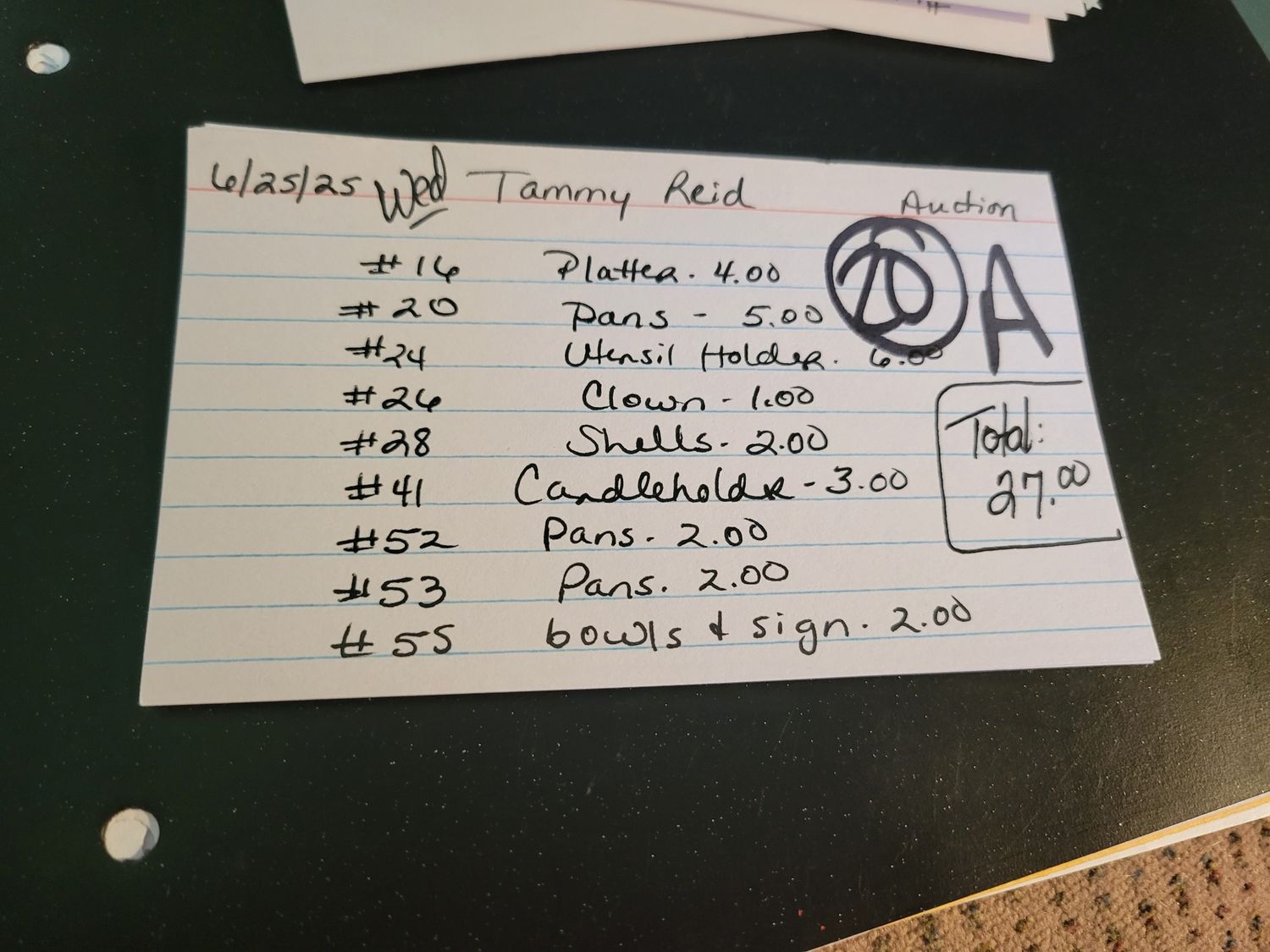 Tammy Reid auction 6/25/25
