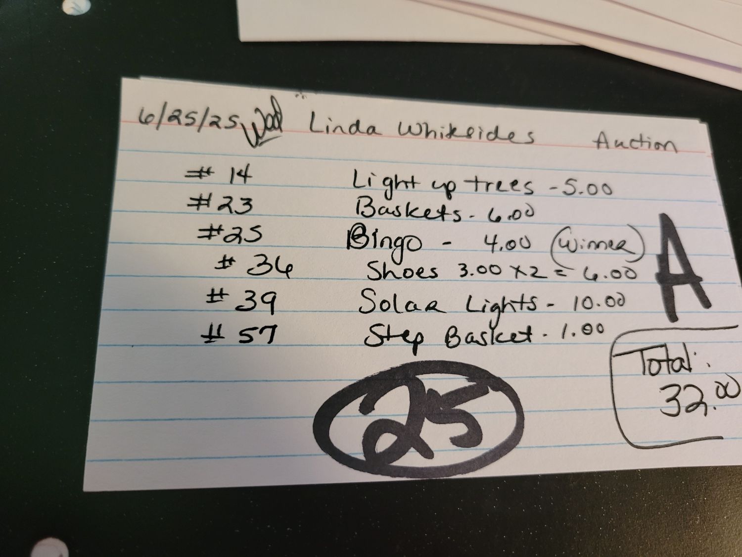 Linda Whiteside 6/25/25 auction