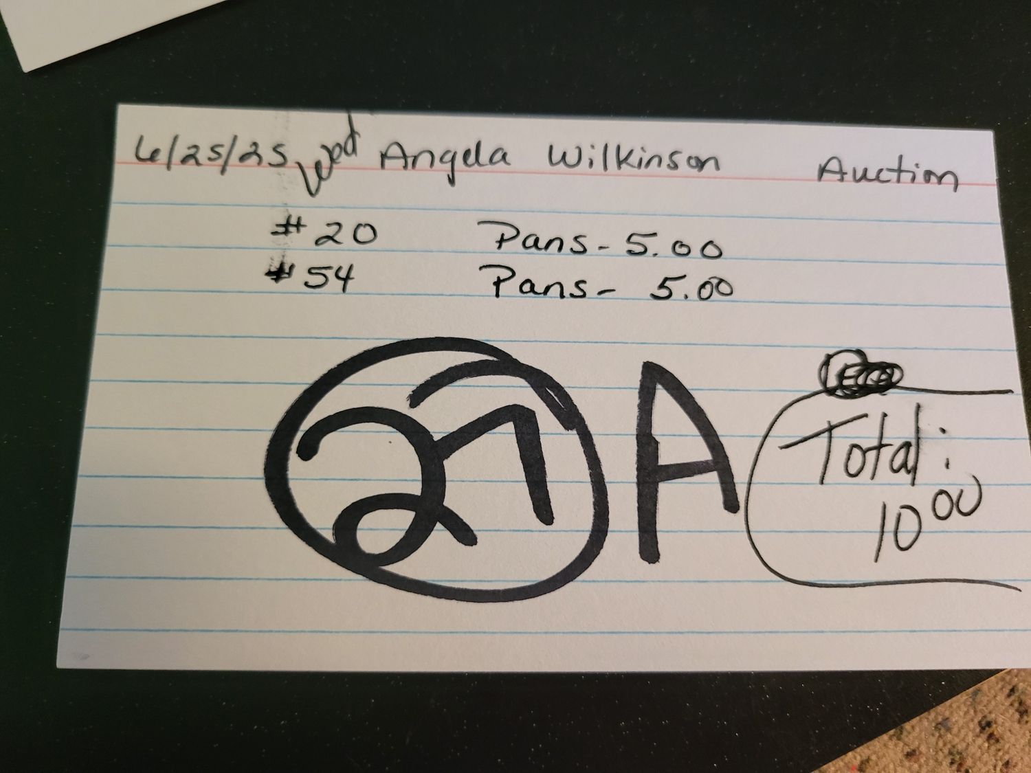 Angela Wilkinson 6/25/25 auction