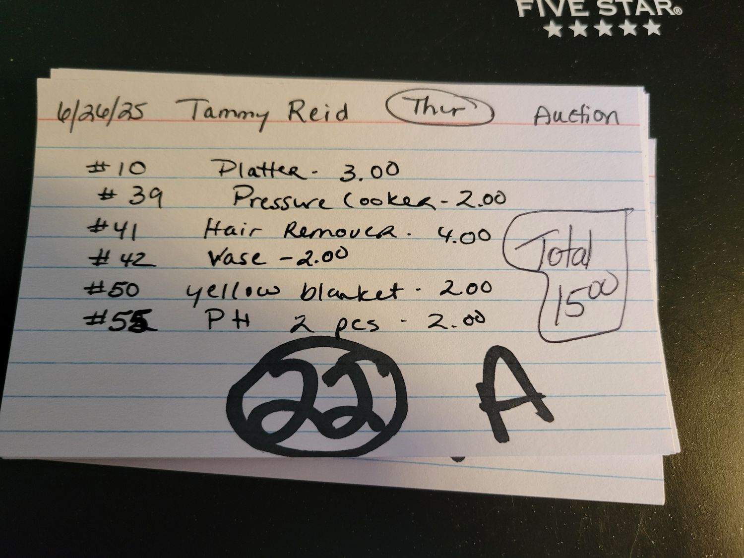 Tammy Reid 6/26/25 auction
