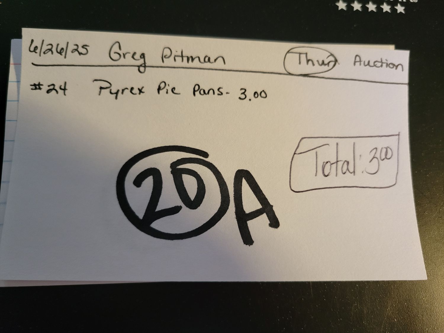 Greg Pitman 6/26/25 auction
