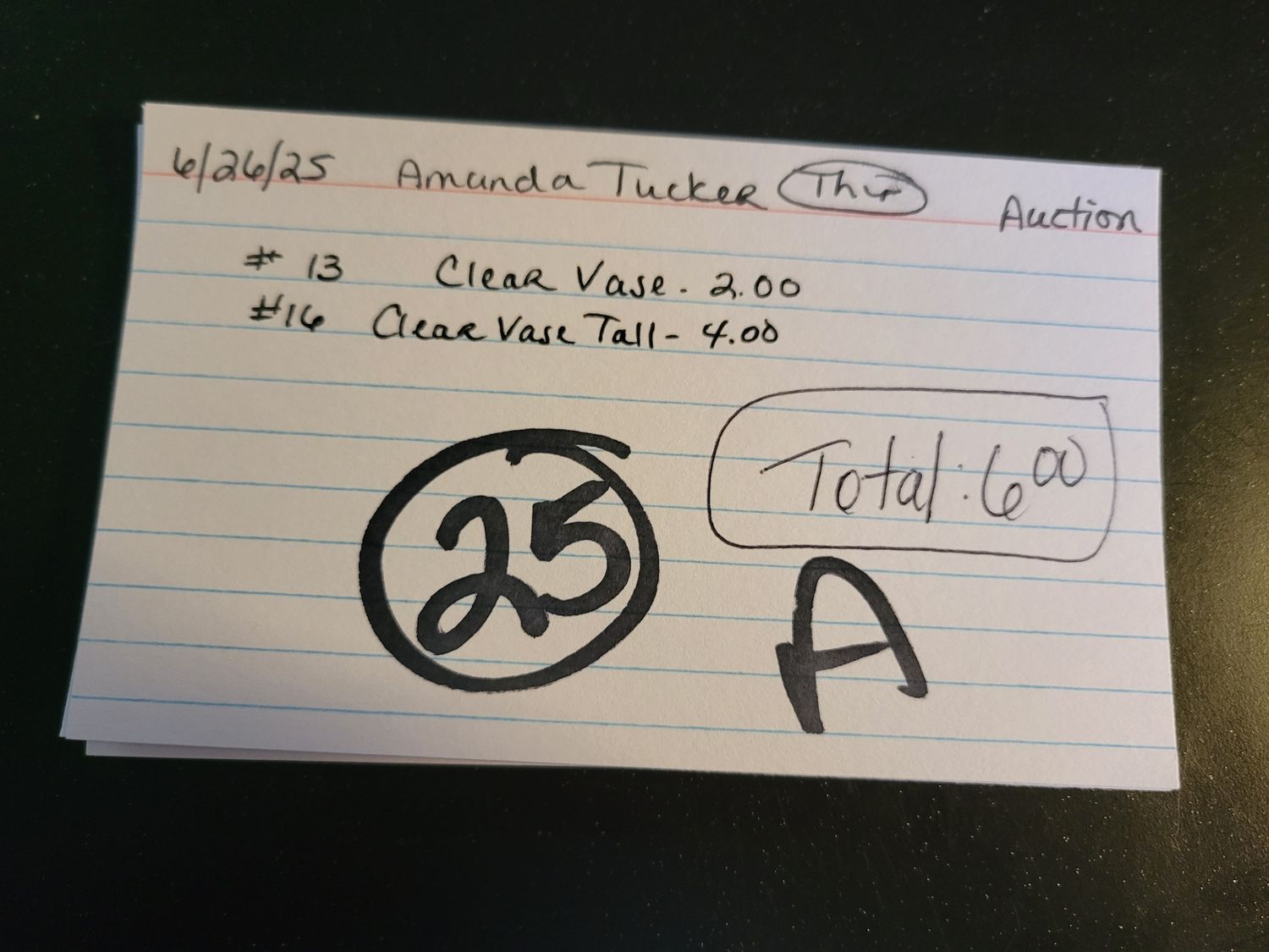 Amanda Tucker 6/26/25 auction