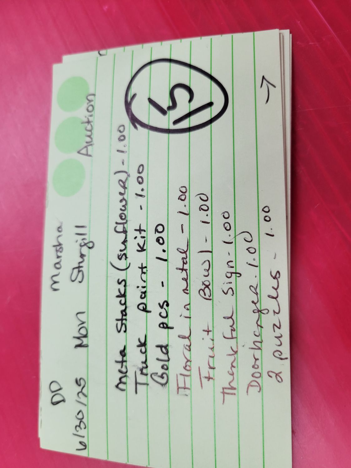 Marsha sturgill 6/30/25 auction