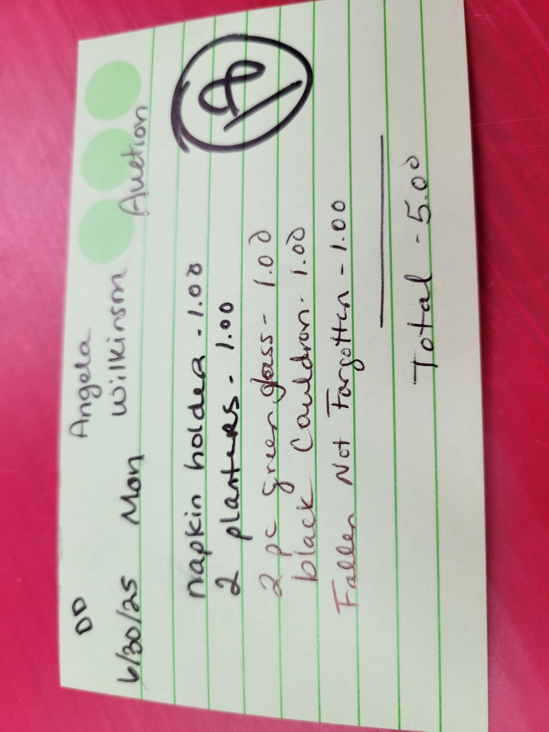 Angela Wilkinson 6/30/25 auction