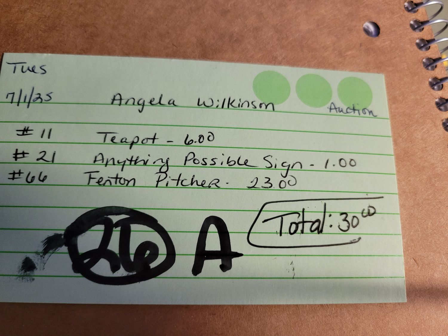 Angela Wilkinson 7/1/25 auction