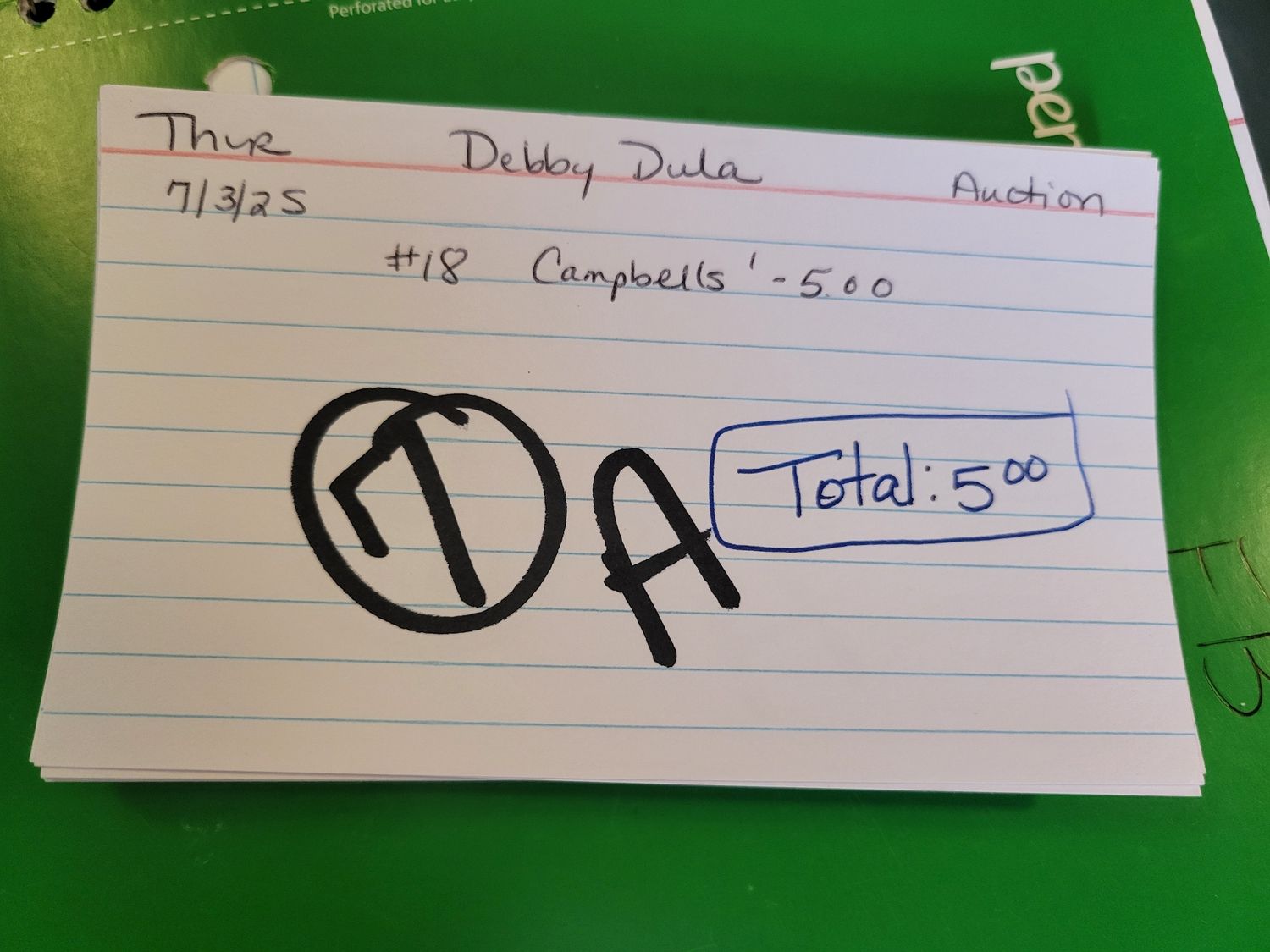 Debbie dula 7/3/25 auction