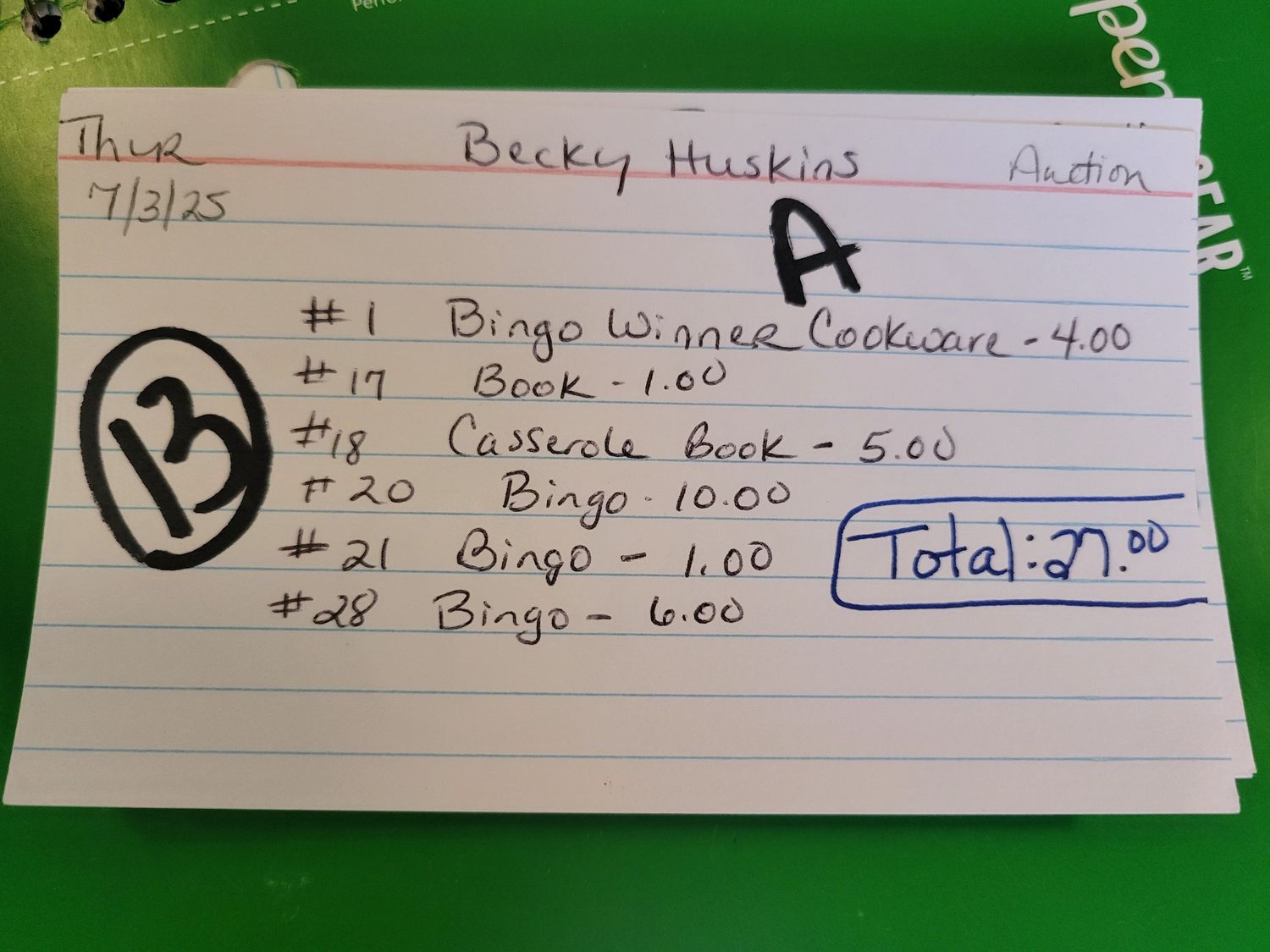 Becky huskins 7/3/25 auction