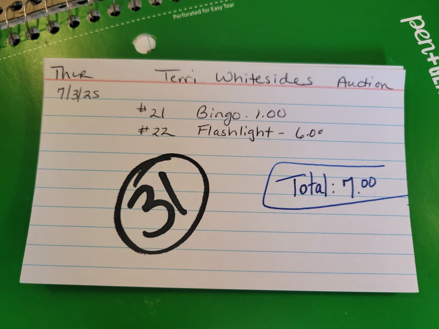 Terri whitesides 7/3/25 auction