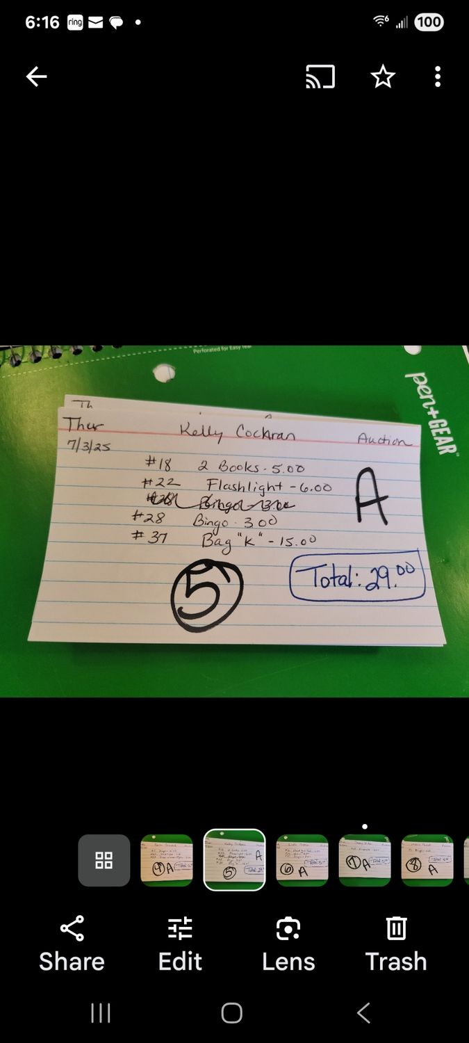 Kelly cochran 7/3/25 auction
