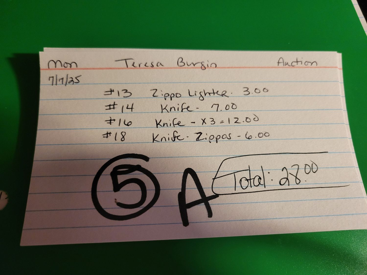 Teresa burgin 7/7/25 auction