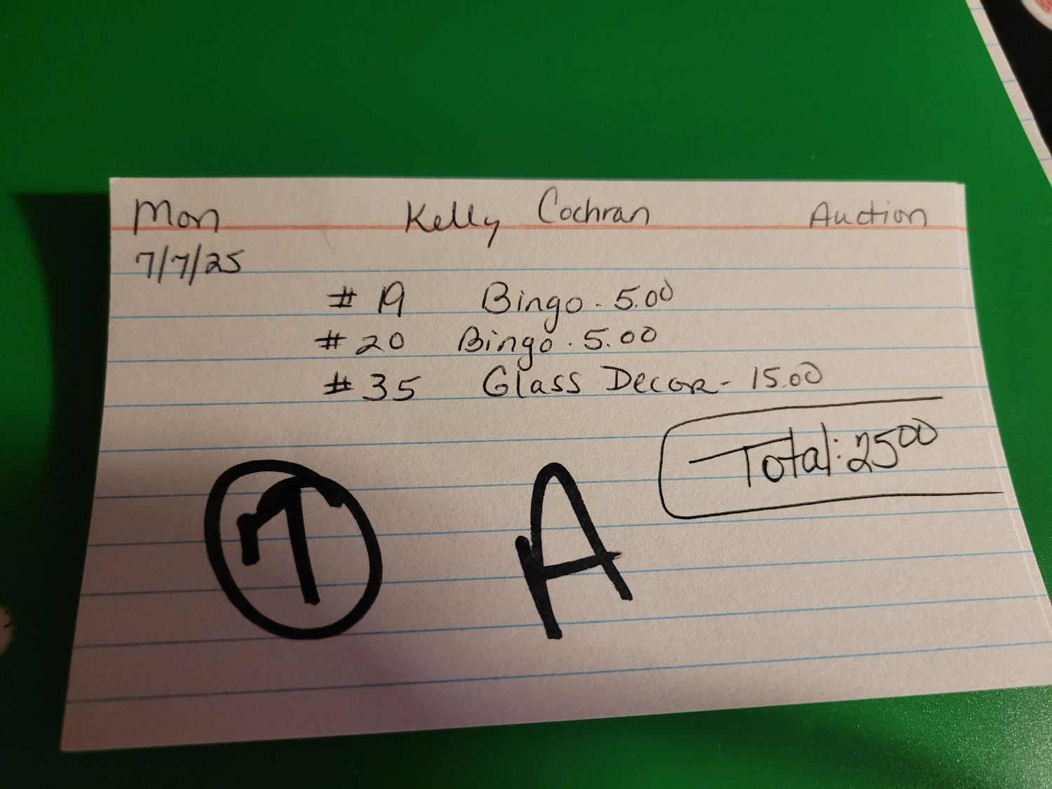 Kelly cochran 7/7/25 auction