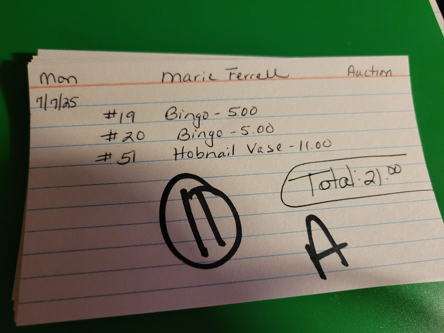 Marie Ferrell 7/7/25 auction