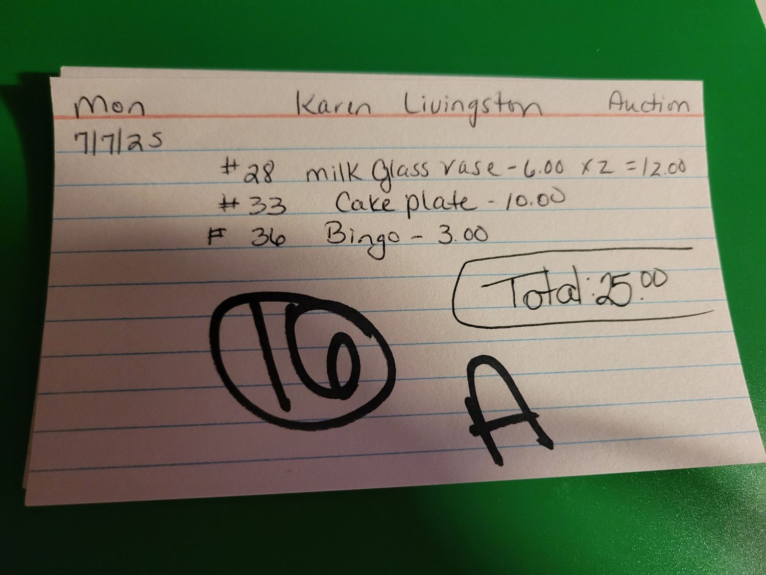 Karen livingston 7/7/25 auction