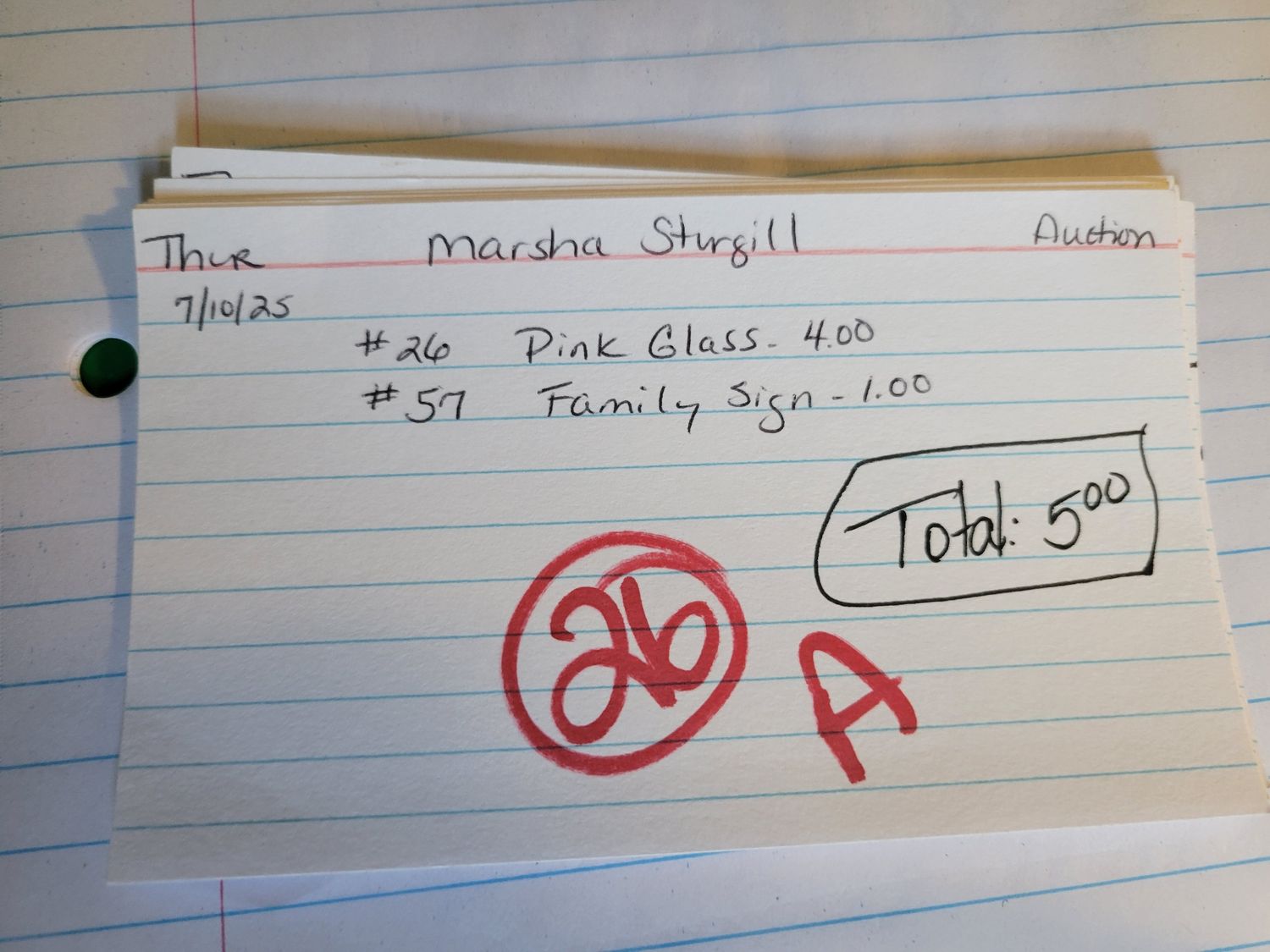 Marsha sturgill 7/10/25 auction