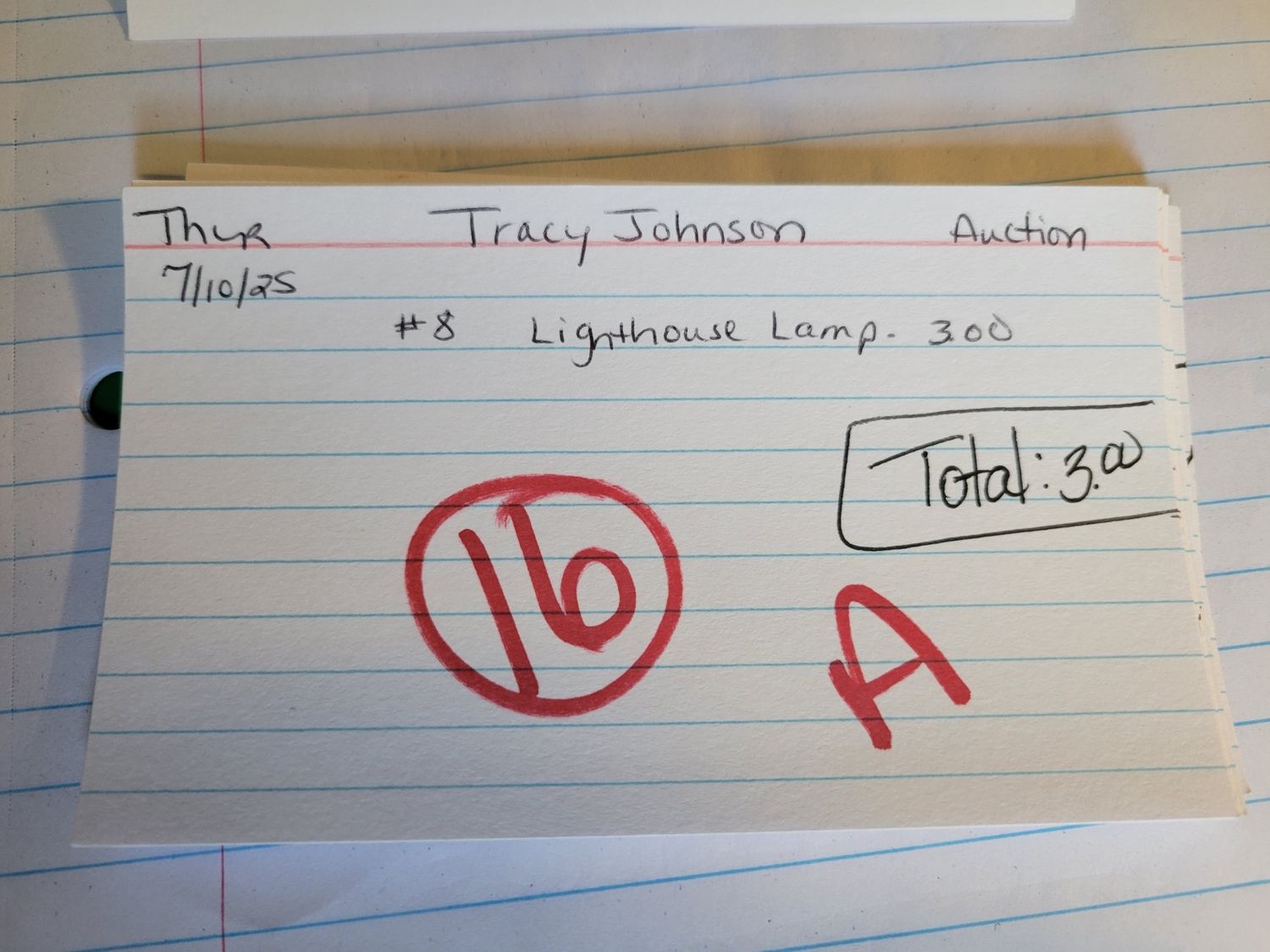 Tracey johnson 7/10/25 auction