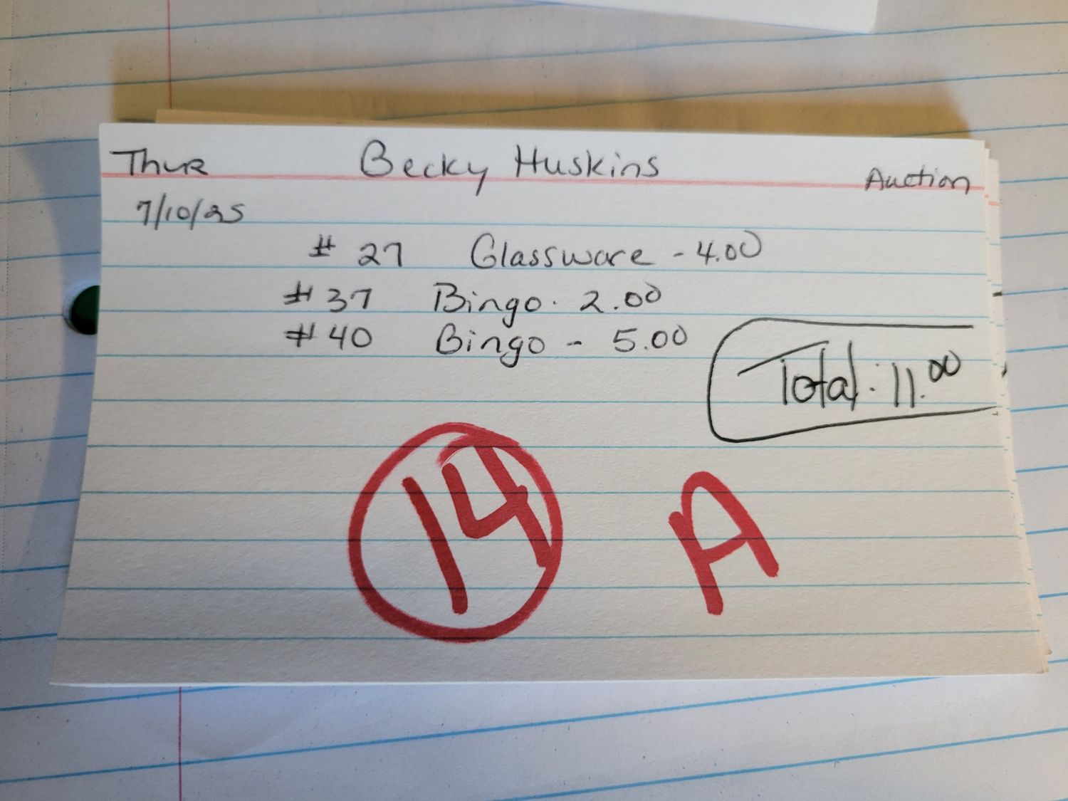 Becky huskins auction 7/19/25