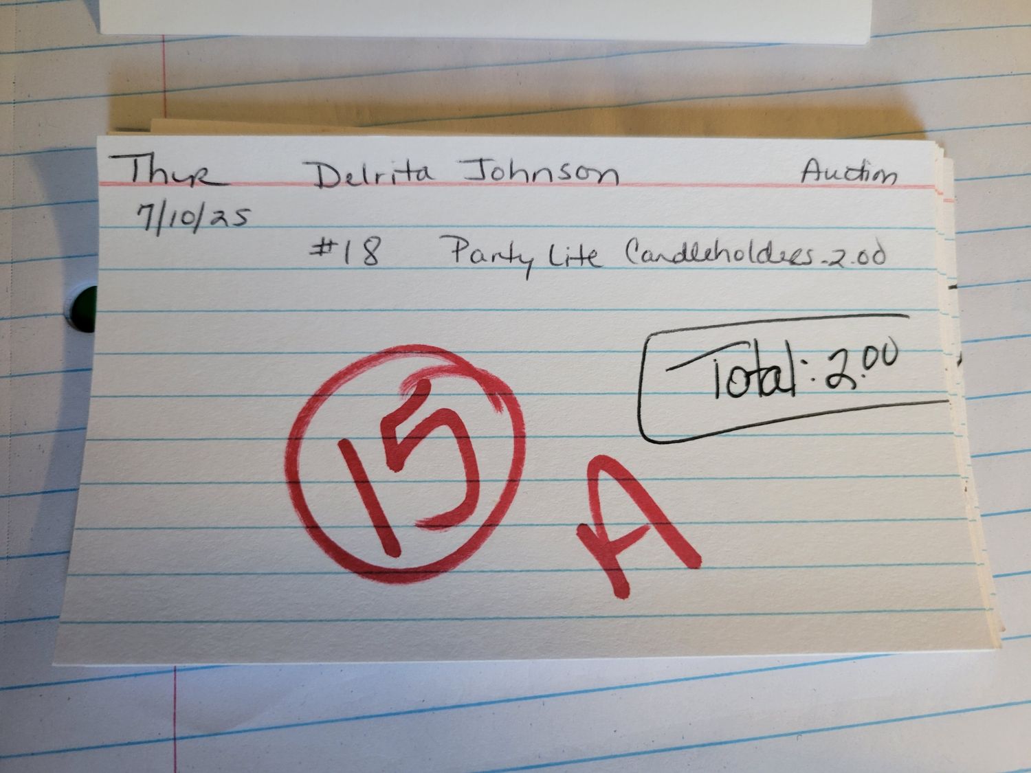 Delrita johnson 7/10/25 auction