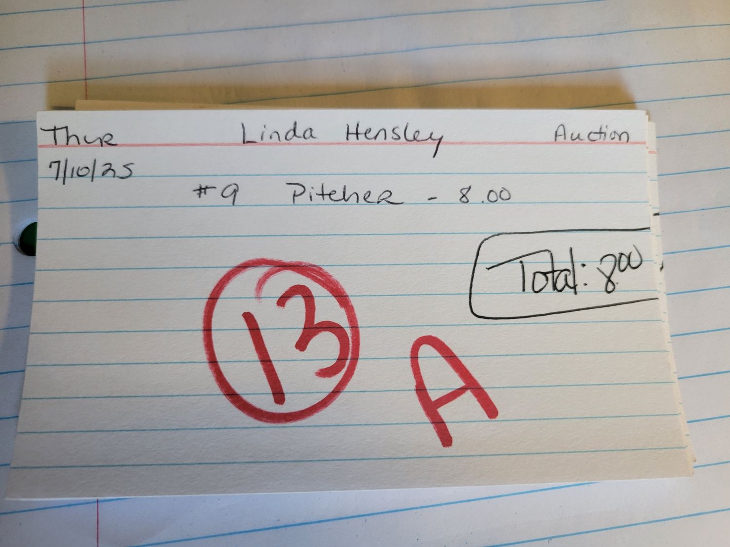 Linda hensley 7/10/25 auction