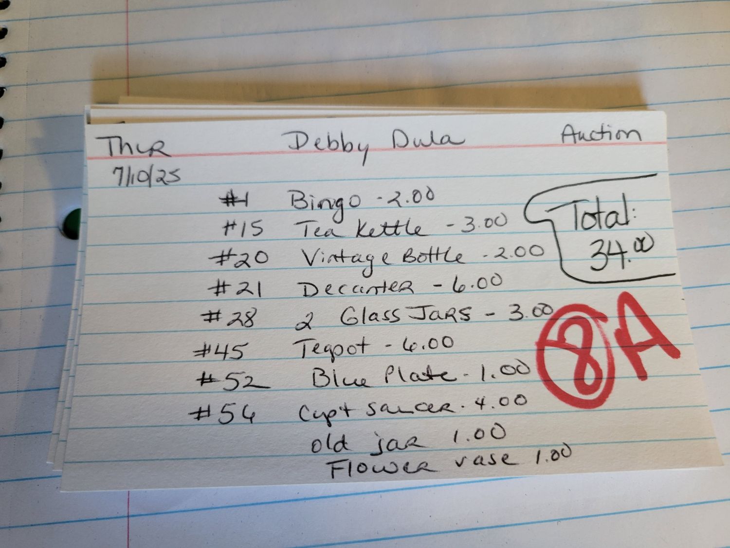 Debbie dula 7/10/25 auction