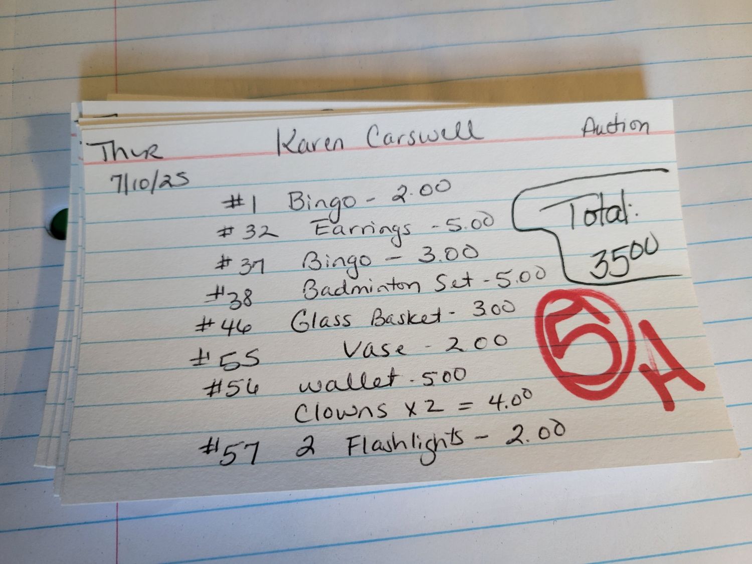 Karen carswell 7/10/25 auction
