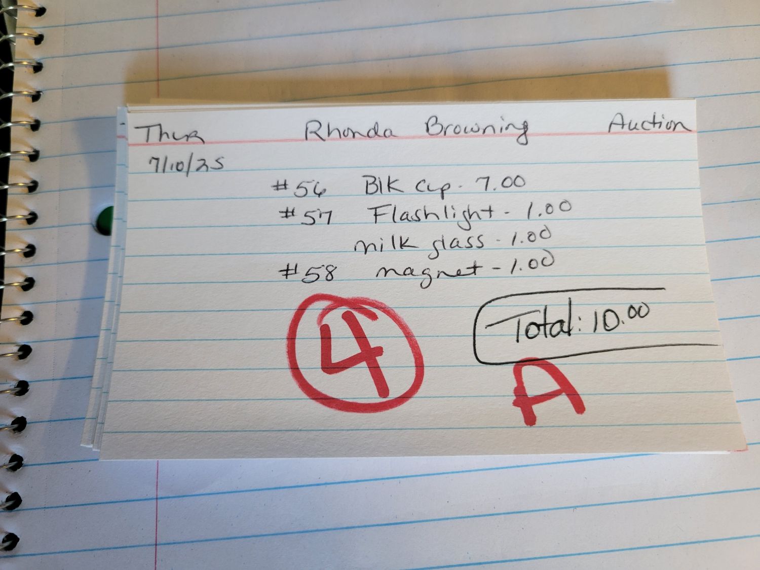 Rhonda browning 710/25 auction