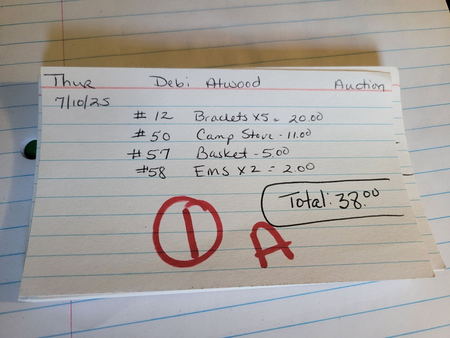 Debi Atwood 7/10/25 auction