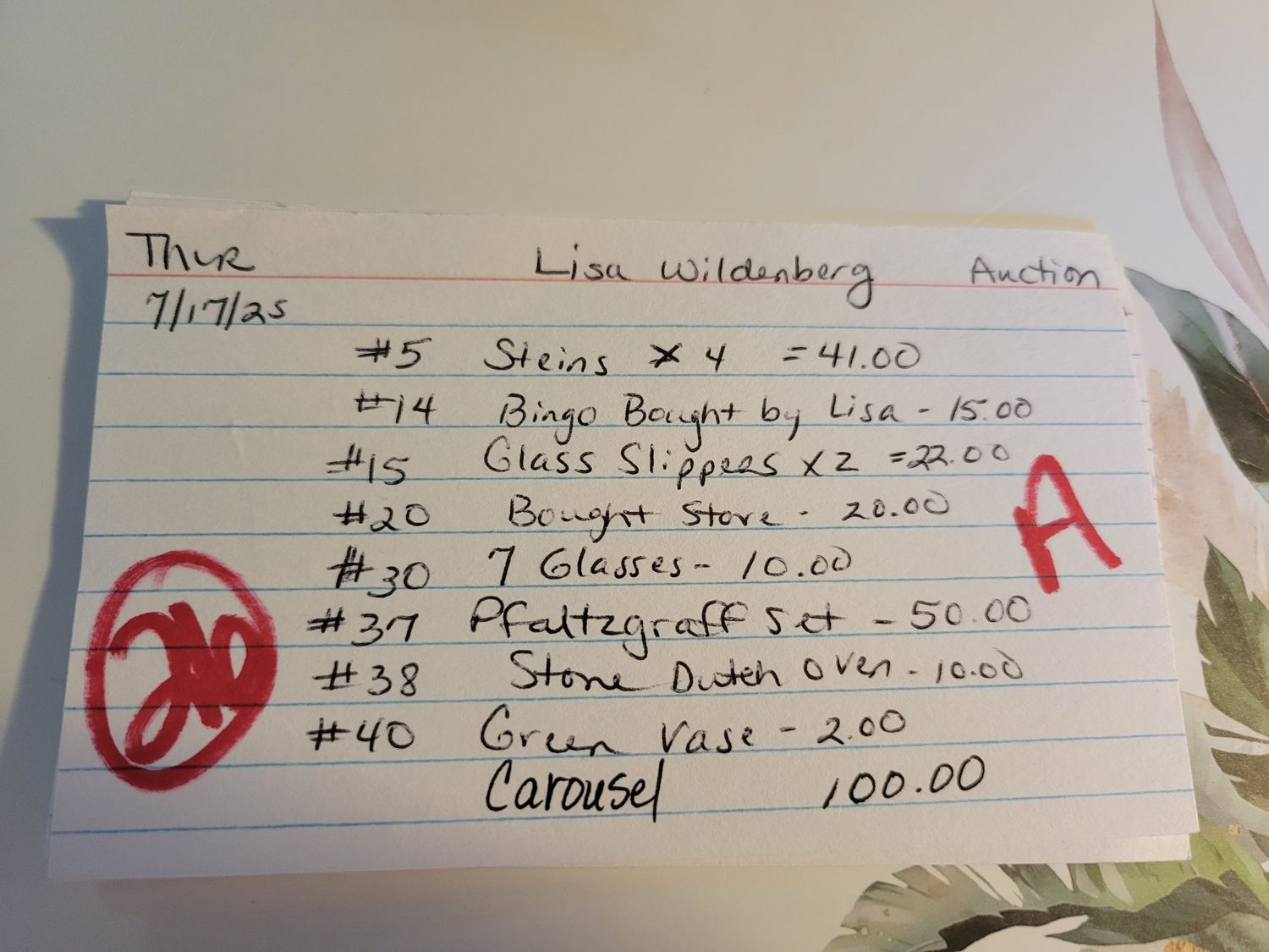 Lisa wildenberg 7/17/25 auction
