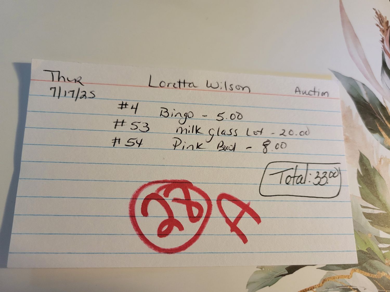 Loretta Wilson auction 7/17/25