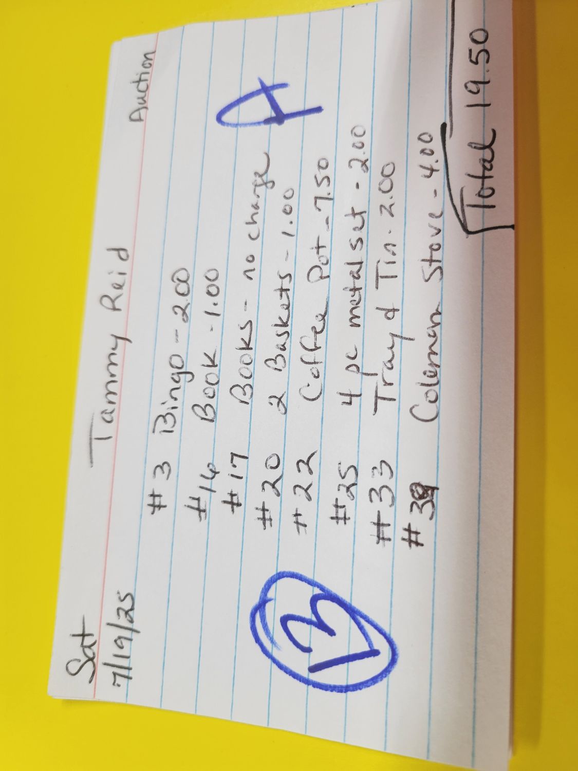 Tammy Reid 7/19/25 auction