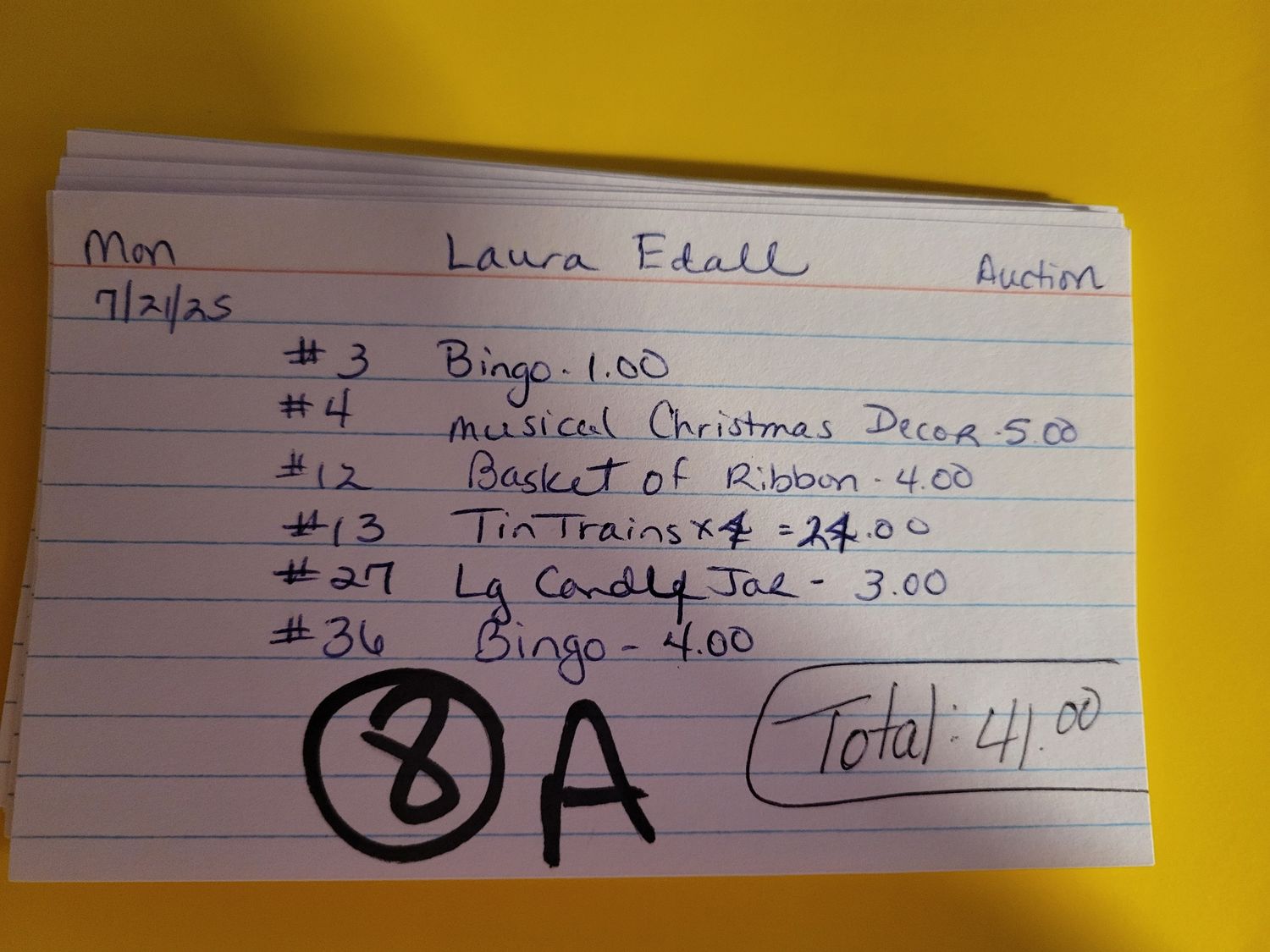 Laura edall 7/21/25 auction
