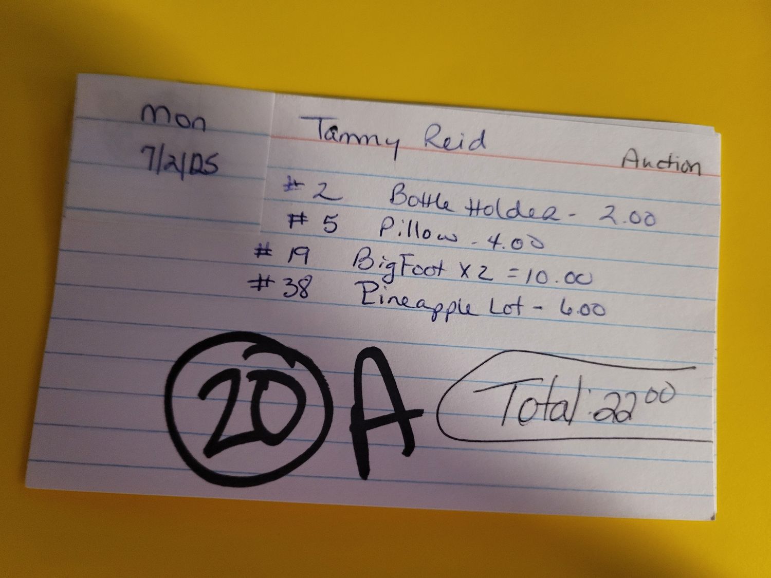 Tammy Reid 7/21/25 auction