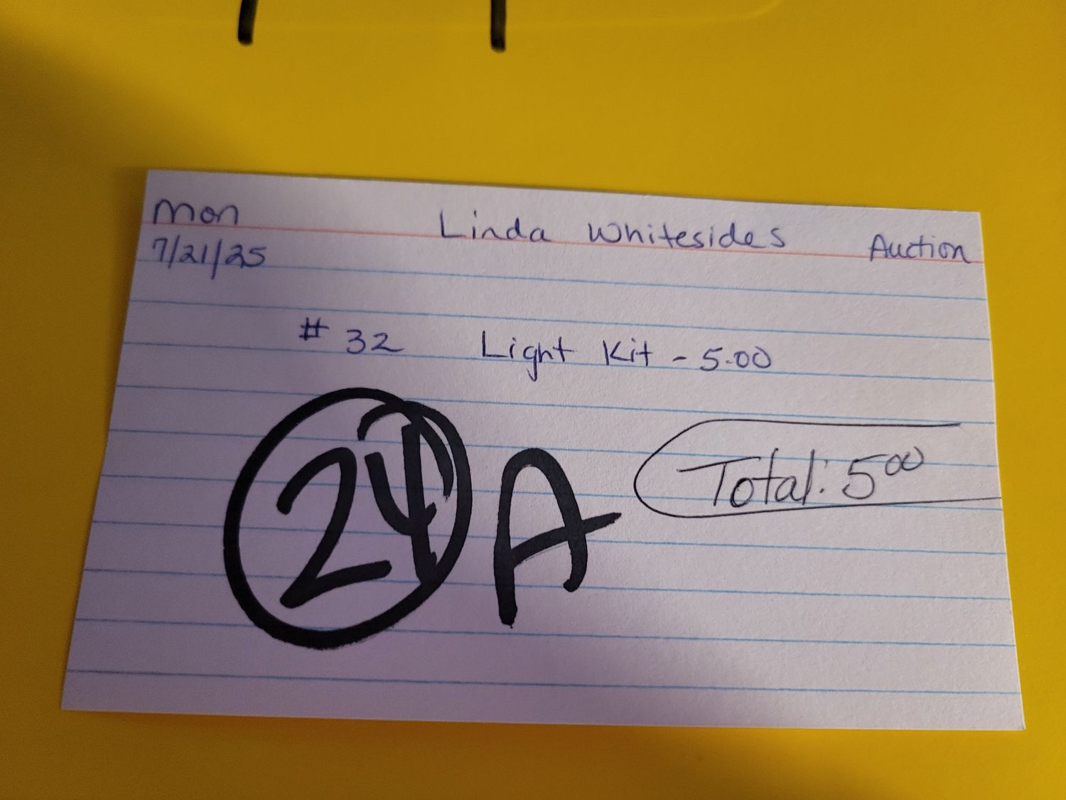 Linda whitesides 7/21/25 auction
