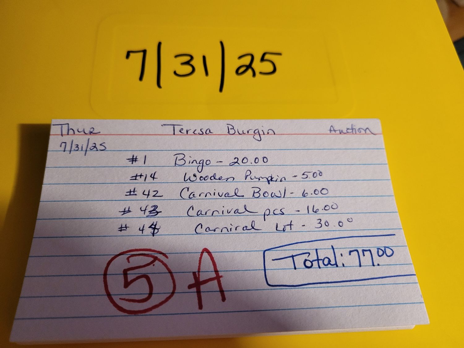 Teresa burgin 7/31/25 auction