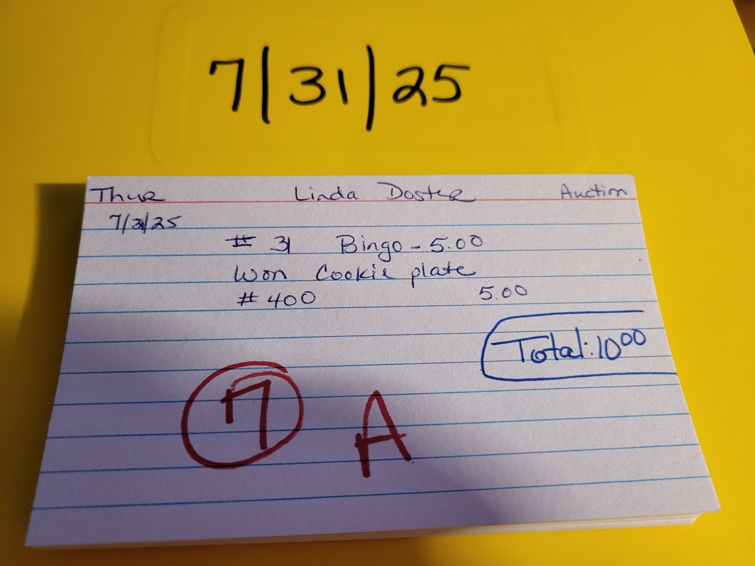 Linda doster 7/31/15 auction