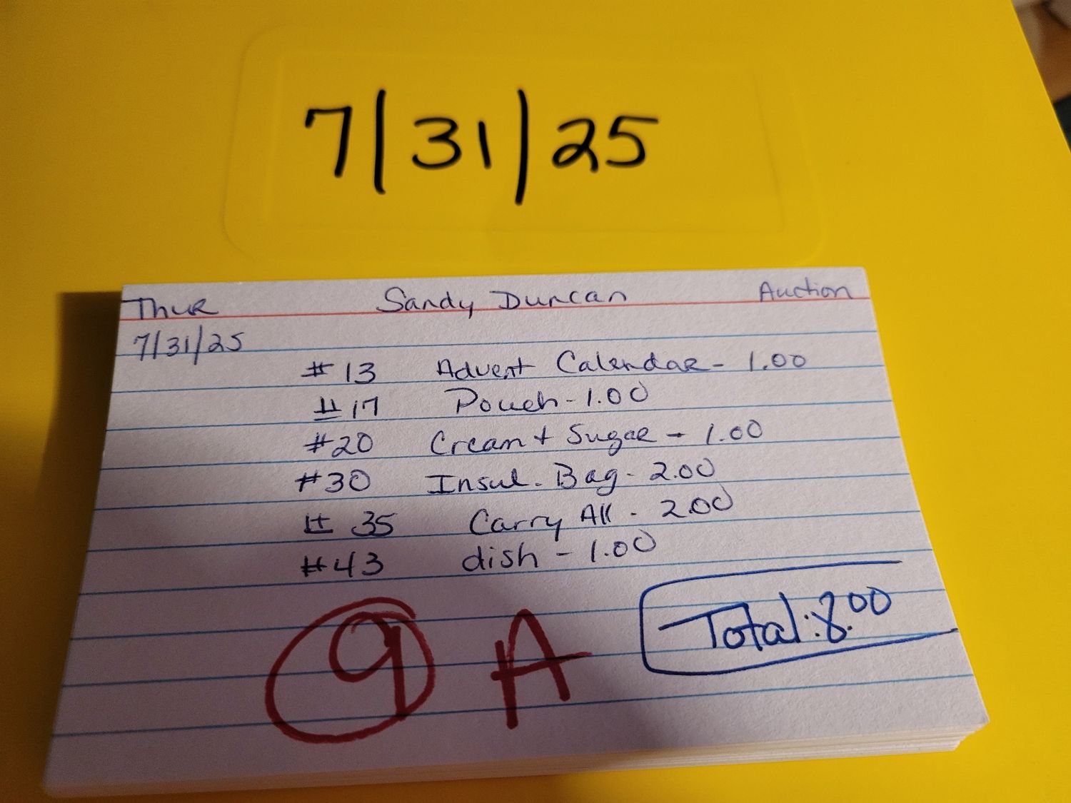 Sandy duncan 7/31/25 auction