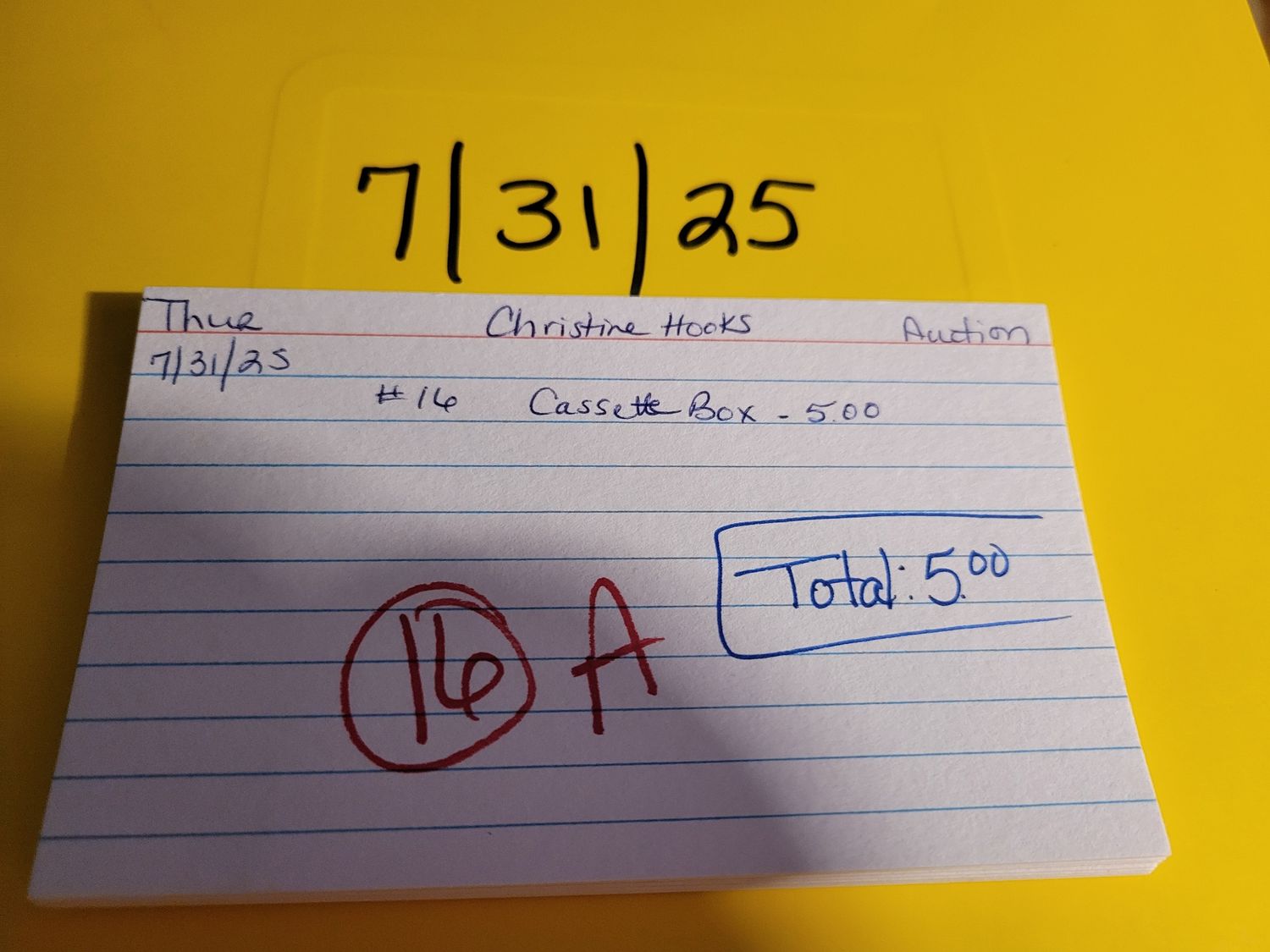Christine hooks 7/31/25 auction
