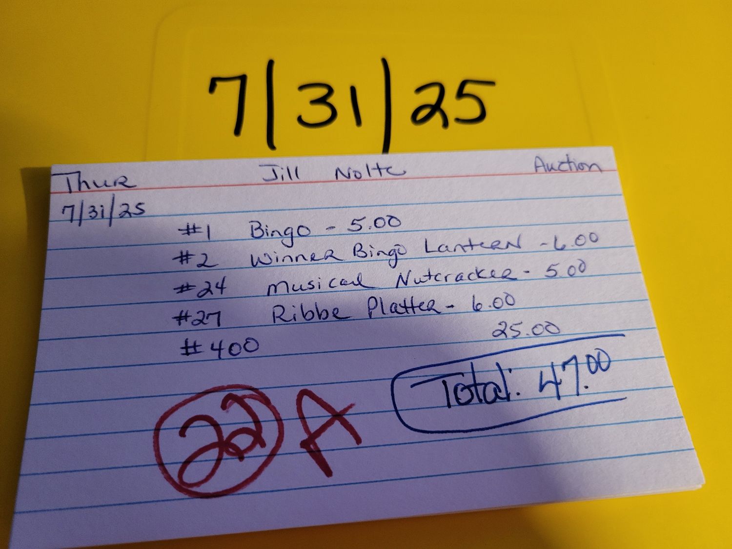 Jill nolte 7/31/25 auction
