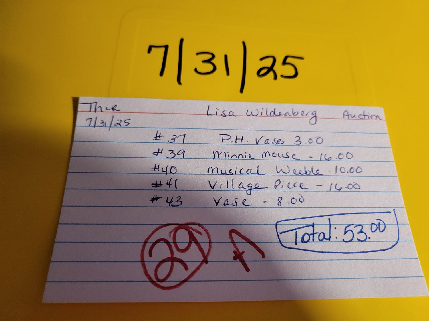 Lisa wildenberg 7/31/25 auction
