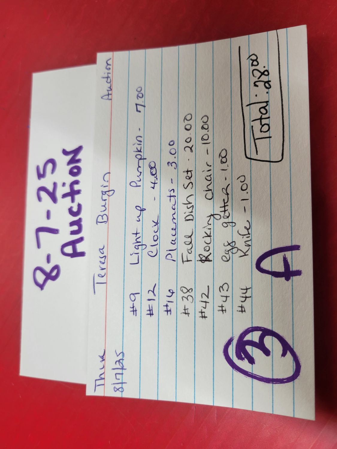 Teresa burgin 8/7/25 auction