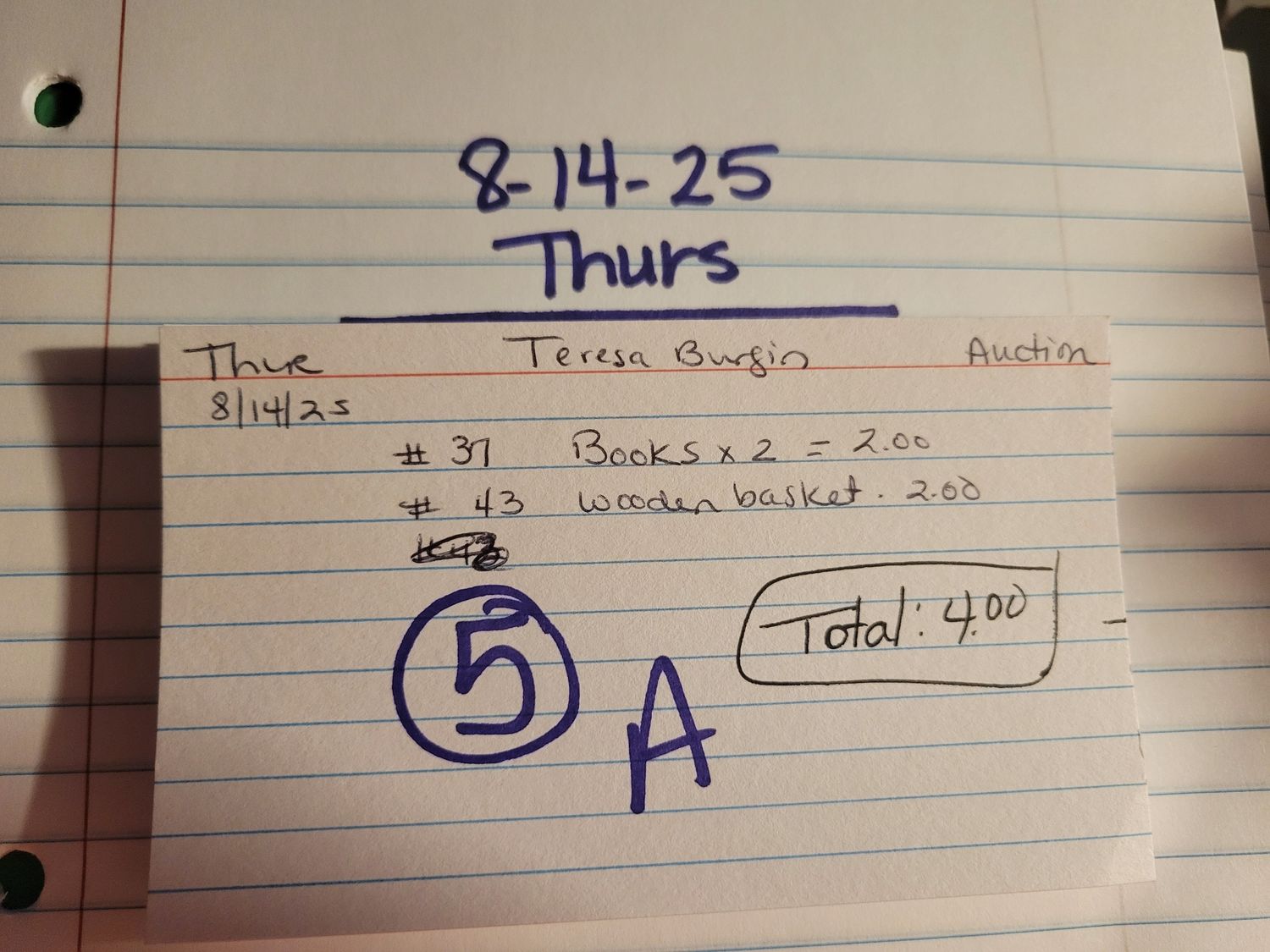 Teresa burgin 8/14/25 auction