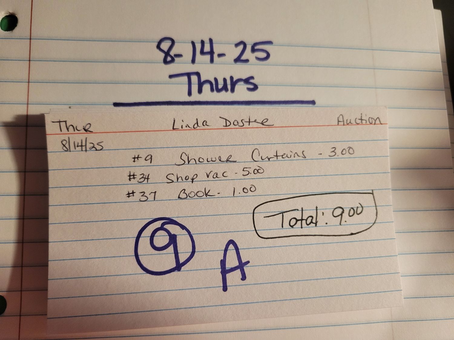 Linda doster 8/14/25 auction