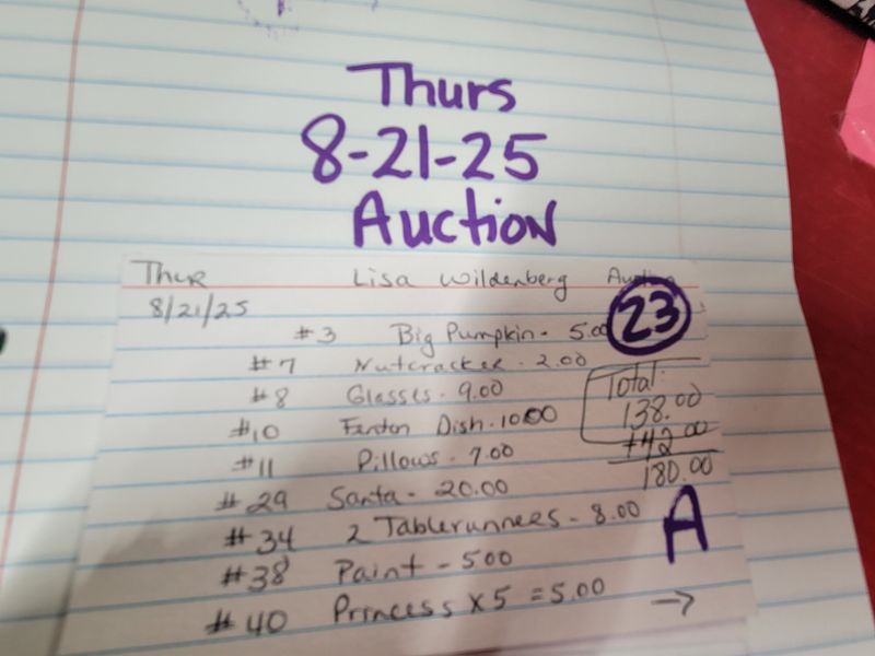 Lisa wildenberg 8/21/25 auction
