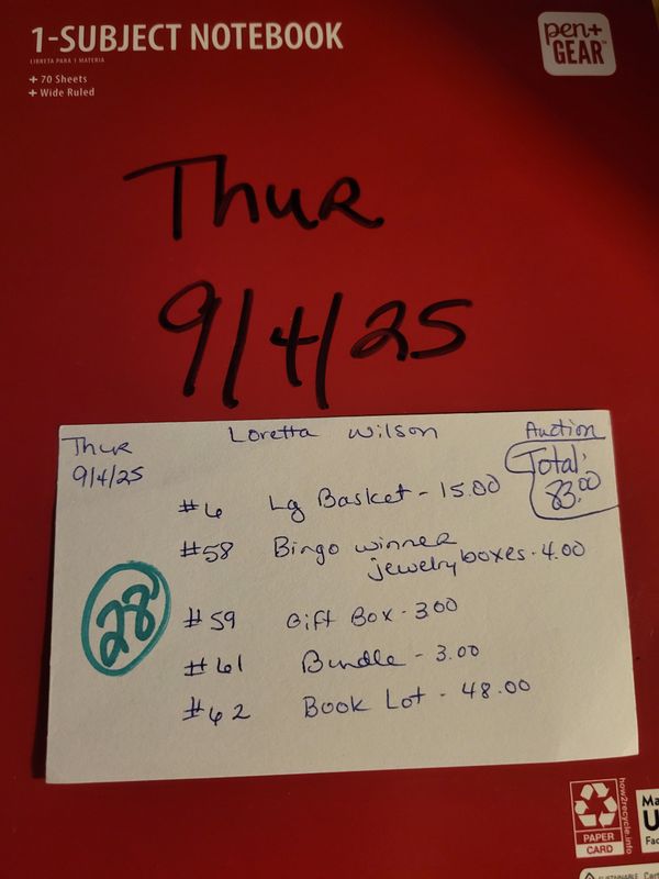 Loretta Wilson 9/4/25 auction