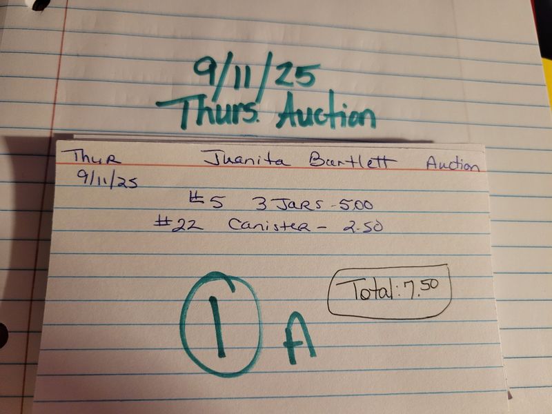 Juanita bartlett auction 9/11/25