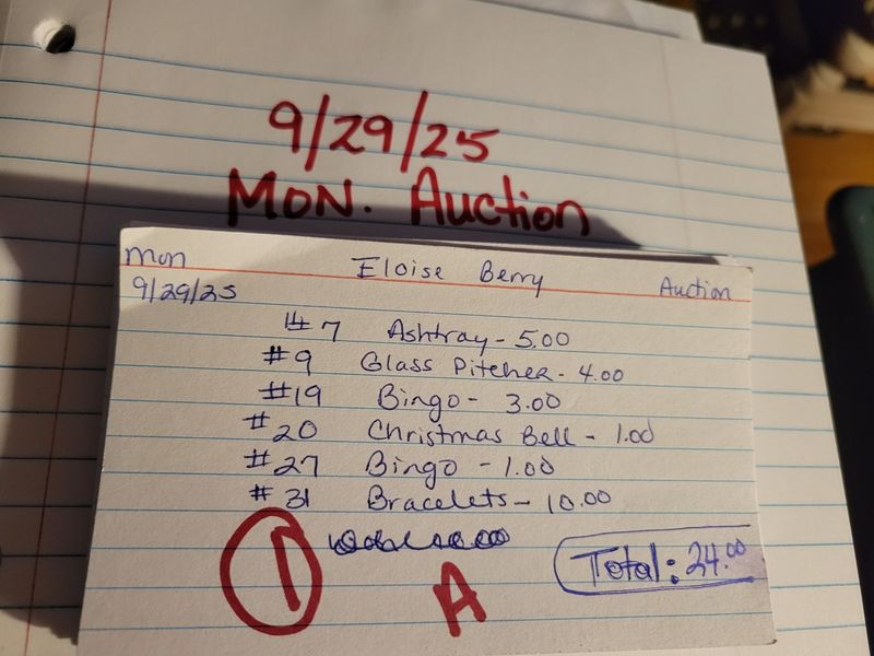 Eloise berry 9/29/25 auction
