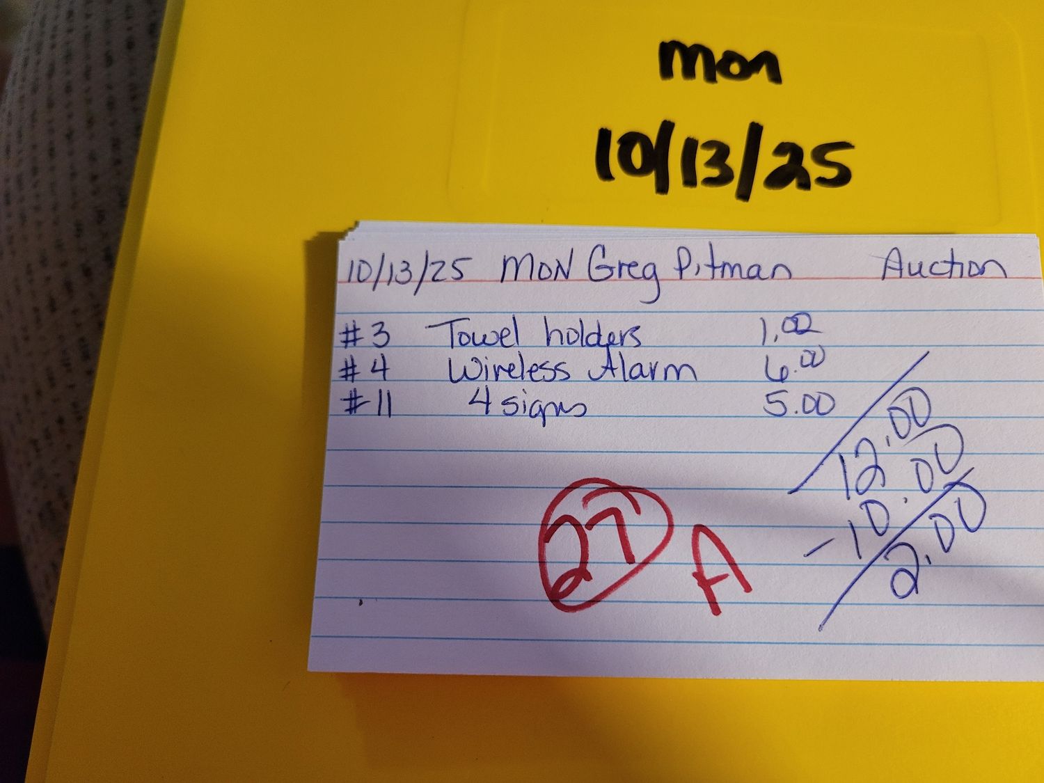Greg Pitman 10/13/25 auction