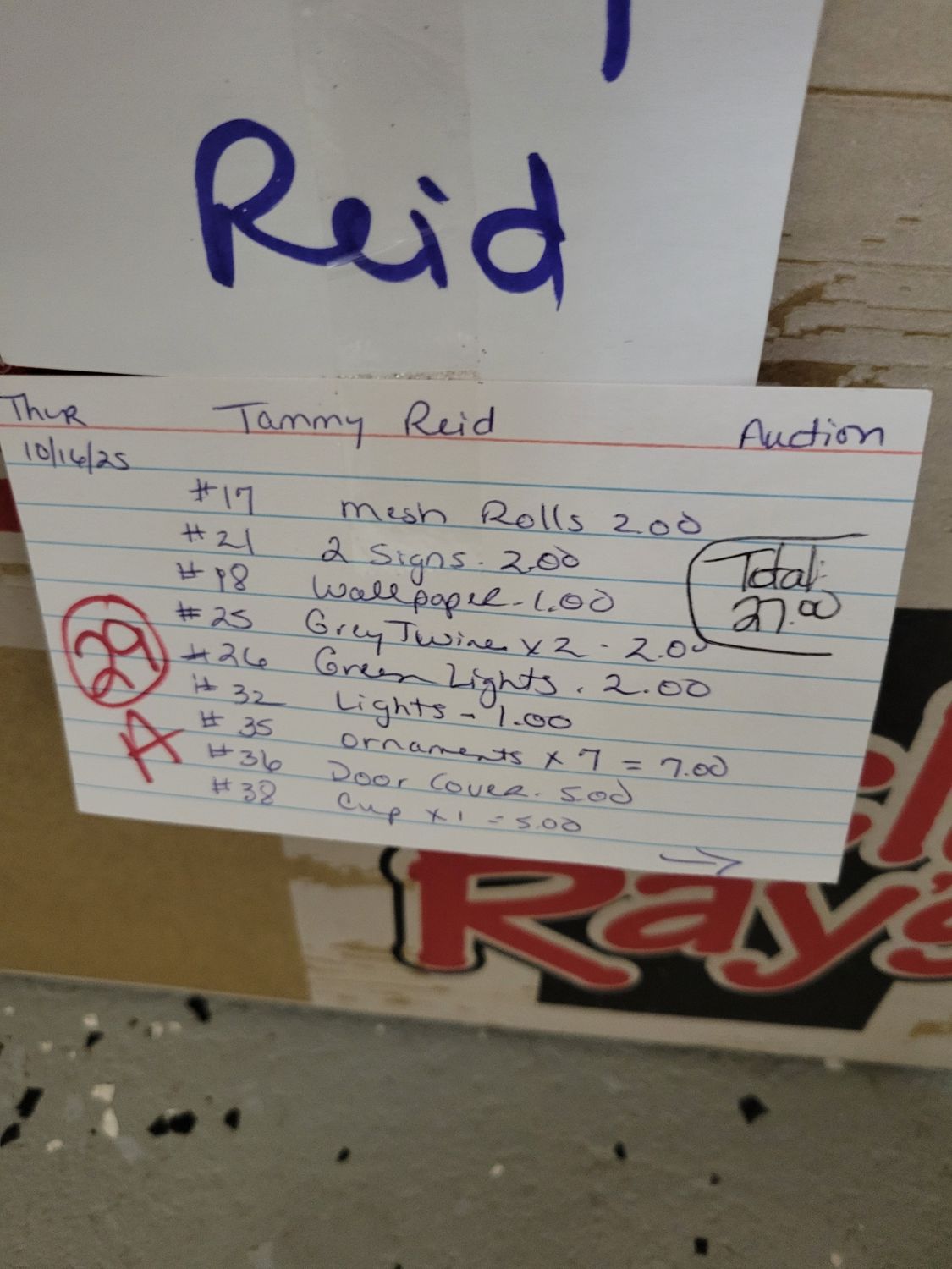 Tammy Reid auction 10/16/25