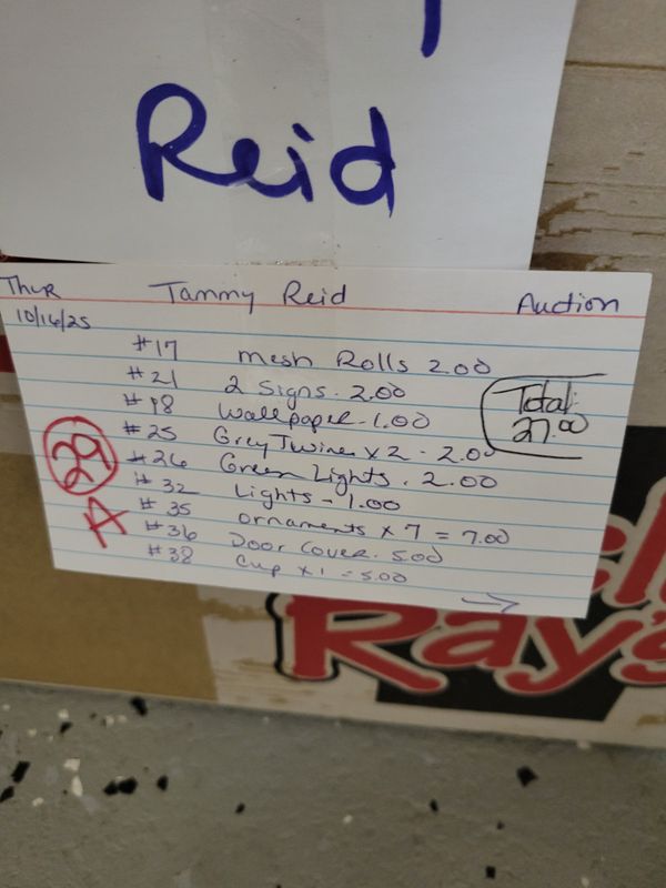 Tammy Reid auction 10/16/25